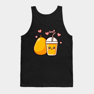 Cute Mango Drink and Mango in Love | Kawaii Style Couple Food Art Tank Top